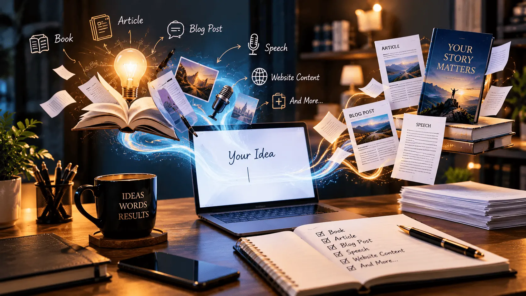 Writing ideas in a notebook