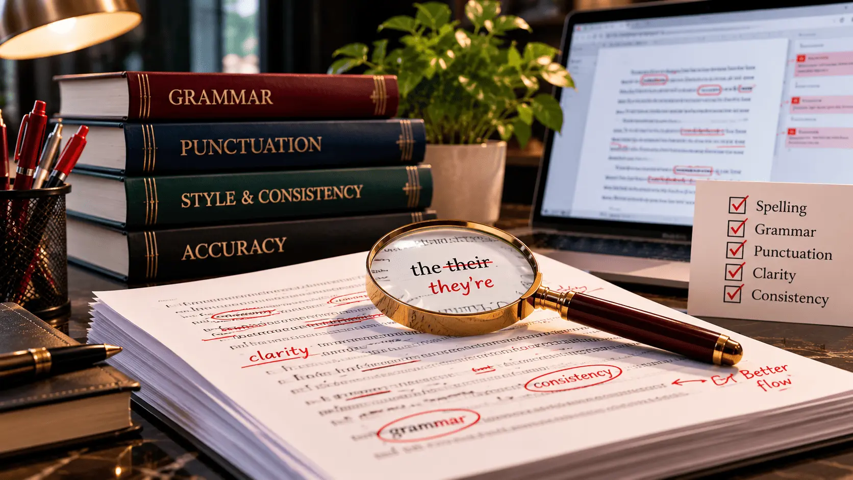Professional proofreading on a computer