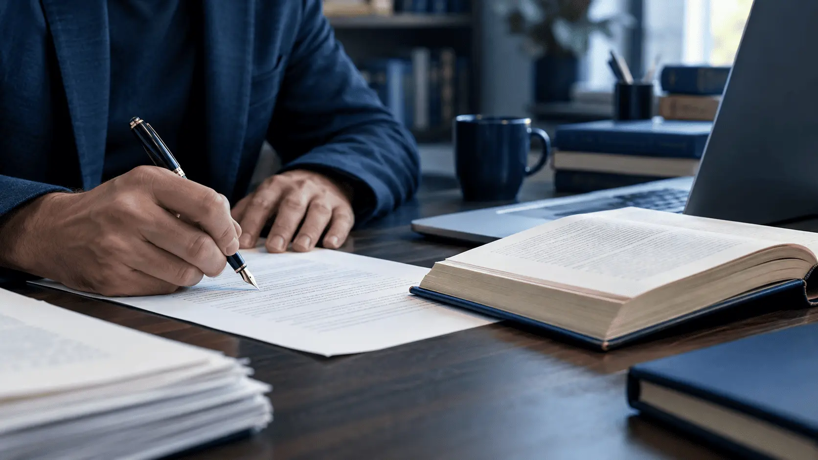 Writer working on a manuscript